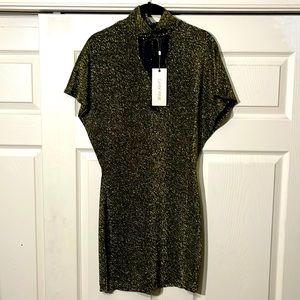 Dark Pink Co Gold Shimmer Mini Dress.  Size-S.  New with Tags.